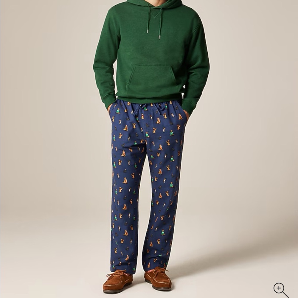 NWT J.Crew Men’s Flannel Christmas Dog Pajama Pants – Size M